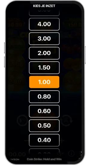 Kies je inzet voor Coin Strike