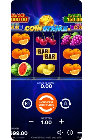 Coin Strike demo play hoofdscherm tijdens het spelen