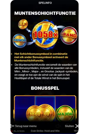 Coin Strike gratis spelregels en functies op scherm